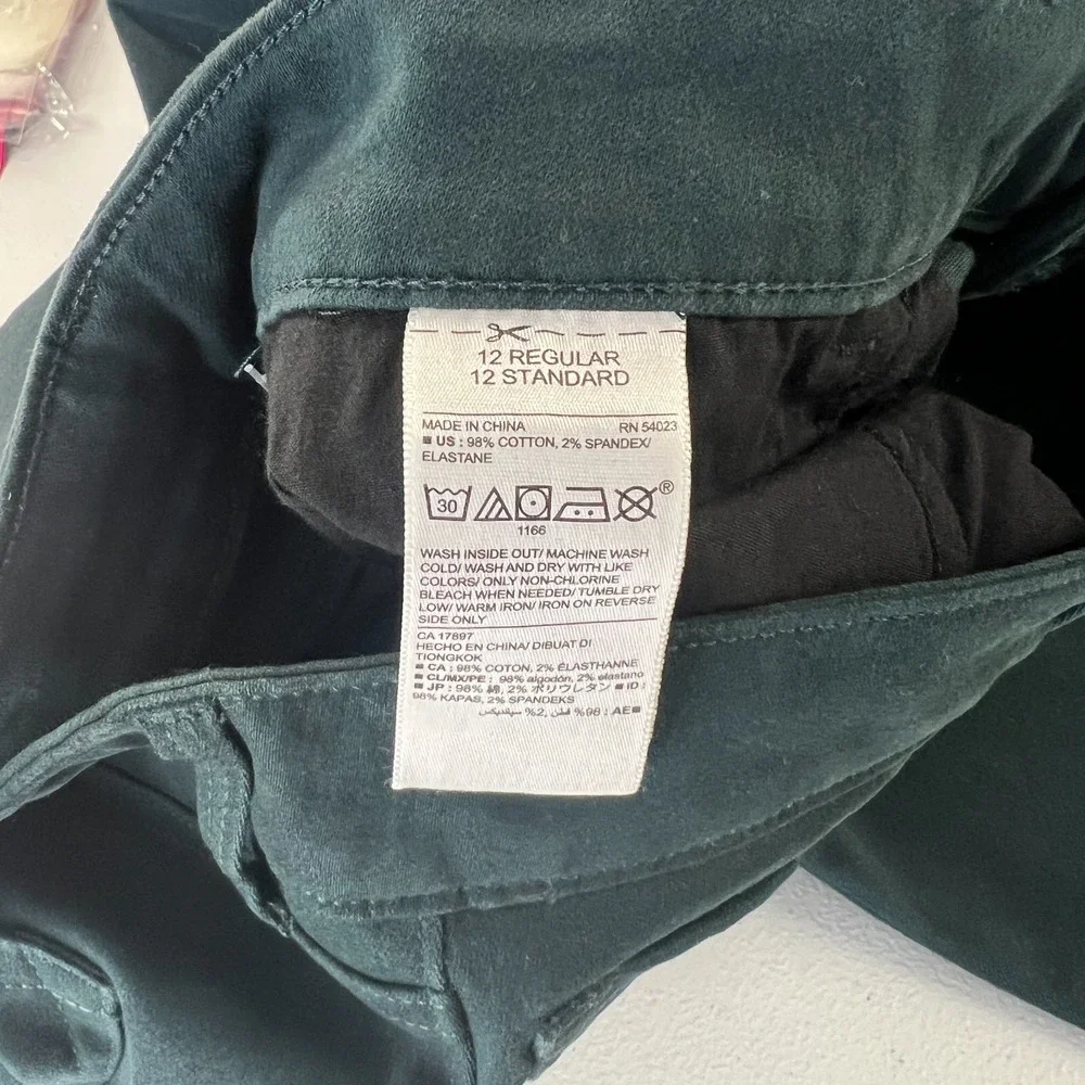 Old Navy Rockstar‎ Jeans Womens 12 Green Brushed Twill Stretch Mid Rise Skinny